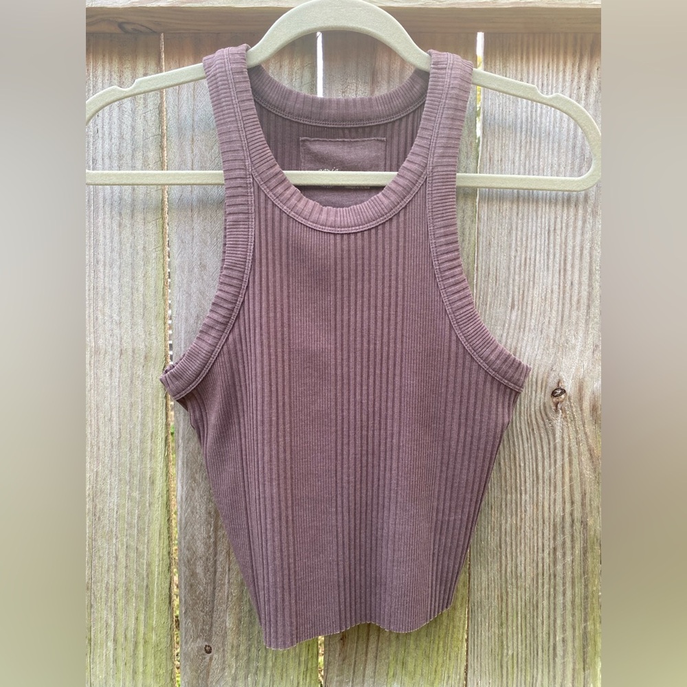 Aerie Ribbed Tank Top in Brown